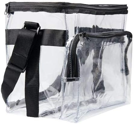 Large Clear Lunch Bags For Work See Through Plastic Lunch Box with Adjustable Strap and Front Storage Compartment Transparent Lunch Bags For Men and Women