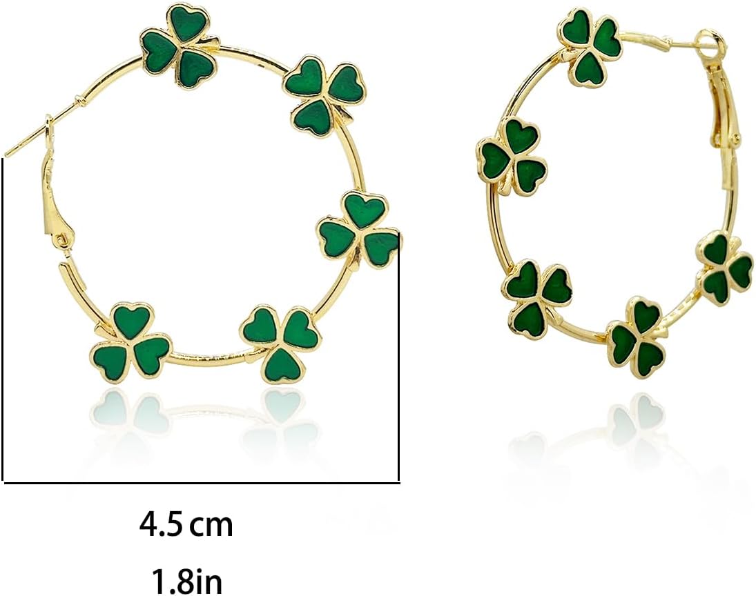 St Patricks Day Earrings Irish Green Hat Clover Dangle Earrings shamrock Holiday Earring for Women (Style-F) - Image 5