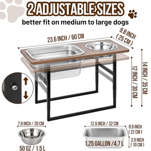 Elevated Dog Bowls for Large and X-Large Breed, 2 Stainless Steel Bowls