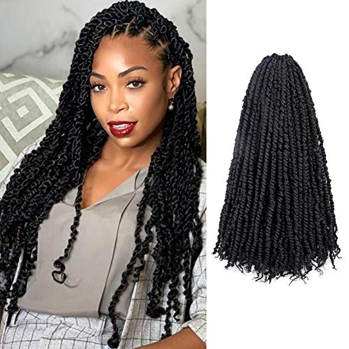 Tiana Passion Mini Twist Hair-22 inch 9 Packs Black Pre-Twisted Pre-Looped Small Size Passion Twists Crochet Braids Synthetic Braiding Hair Extensions (22 Inch(9 packs), 1B)