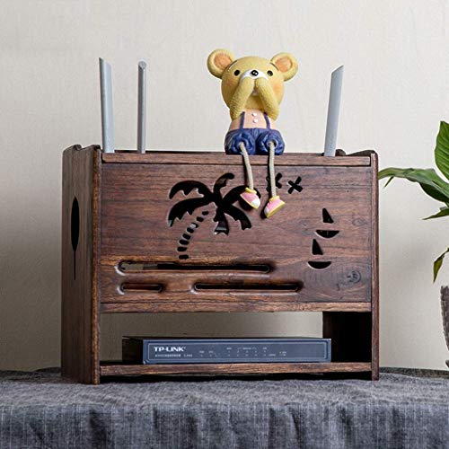 Holz Aufbewahrungsbox Halter/Halter/Halterung WiFi Router TV-Box Set-Top-Box Streaming Media Spielkonsole Wandhalterung Regal (Color : B)