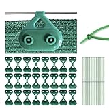 Acceseryx Clips de Red de Sombra para Exterior, Incluye 40 Bridas Verdes para Exterior, Clips para toldos y Lonas de Malla Protectora, Clips de plástico para Malla de ocultación terraza Exterior