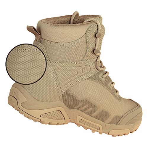 FREE SOLDIER Men’s Waterproof Hiking Boots 6 Inches Lightweight Work Boots Military Tactical Boots Durable Combat Boots(Tan,9.5)