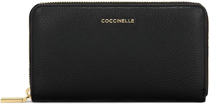 Wallet Ladybugs metallic soft zip around E2MW5113201 001 black, Black, L