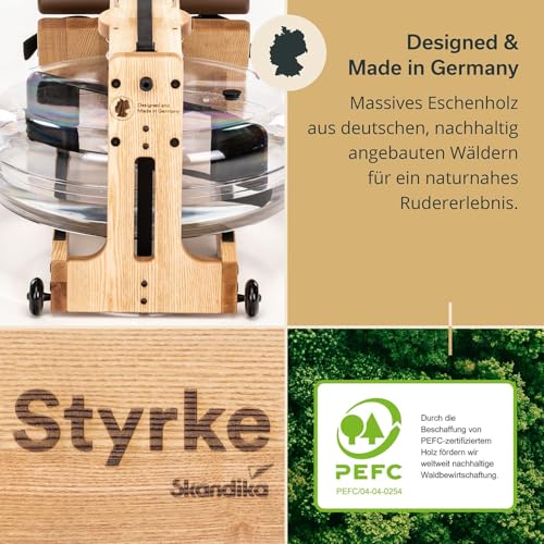 Skandika Wasserrudergerät Styrke | Designed and Made in Germany, Rudergerät Wasser aus Holz - 2