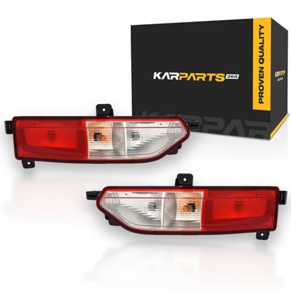 KarParts360 For Chevy Bolt EV 2017 18 19 20 2021 Back Up Light Driver &amp; Passenger Side | Pair | CAPA | Red, Clear Lens | PC+ABS Plastic Housing | Screw-In | PMMA Plastic Lens | GM2882112C, GM2883112C