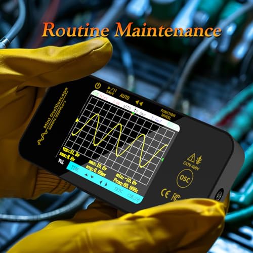 BSIDE OT5 Handheld Digital Oszilloskop Klein Mini 50MHz Bandbreite 200MSa/s Abtastung Tragbares Oszilloskop Wiederaufladbar Ultraflach mit 3.2 Zoll Full View Farb-LCD für KFZ Audio Elektronik