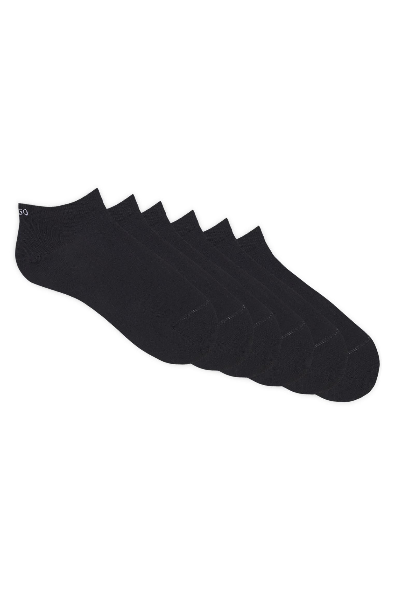 Hugo Men's Black Cotton Blend 6-Pack Trainer Socks in Size 7 - 11, Sports Direct