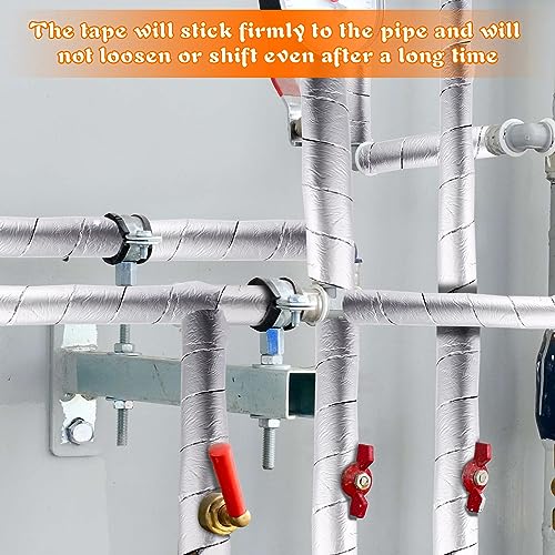 Pipe Insulation Wrap 2\" Wide X 32.8 Ft Outdoor Foam And Foil Pipe Wrap Insulation Tape Self Adhesive for Winter Freeze Protection Insulation Wrap for Cold Hot Water Pipes for Reduce Heat Loss (1 Roll)