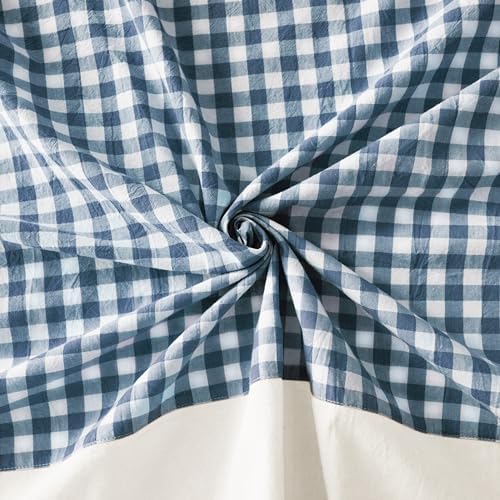 MONDAY MOOSE Gingham Checkered Farmhouse Rustic Picnic Style Decoration Rectangle Natural Stonewashed Cotton Tablecloth for Kitchen, Dining Room, Restaurant (55x70 inch, Blue/White) — view 9