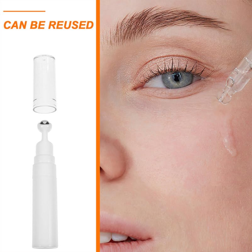 Refillable Eye Serum Roller Ball Applicator Bottle Empty Eye Cream Applicator Bottle for Skincare Portable Travel Cosmetic for under Massage 5.11 in