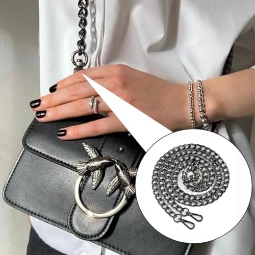 Metal Bag Chain, Purse Strap, Replacement Shoulder Strap, for Women DIY Crossbody Bag Making (Gun-Black, 120cm/47in Long) - Image 2