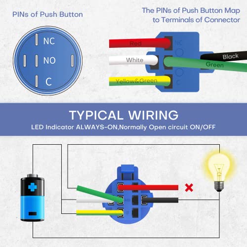Werki 19Mm Momentary Push Button Switch, High-Cap 1No1Nc Spdt Off/On Ip67 Waterproof Stainless Steel 12V Pushbutton Switch, For 3/4" Mounting Hole (White Led Ring) #TOP2