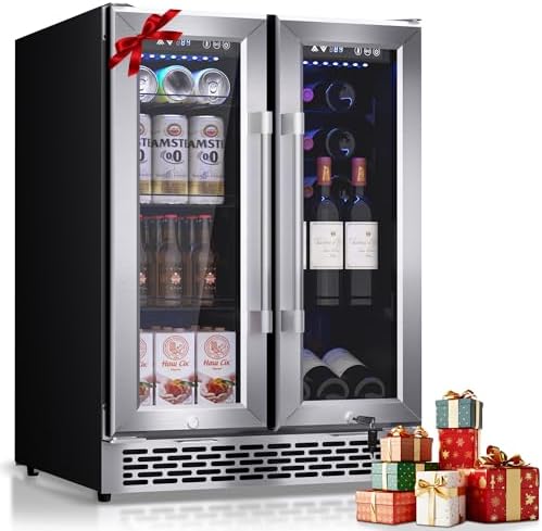 French Door Beverage Refrigerator: 160 Cans & 20 Wine Bottles Cap...