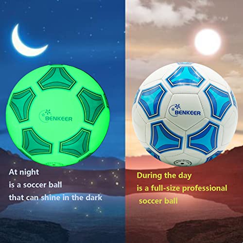 image for Benkeer Glow in The Dark Soccer Balls -Size 4, Size 5 Soccer Gifts for