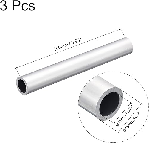 Miniatura 2 de uxcell Tubo redondo de aluminio 6063, 0.591 in OD 0.433 in diámetro interior 3.937 in longitud tubería para proyectos de bricolaje industrial, 3