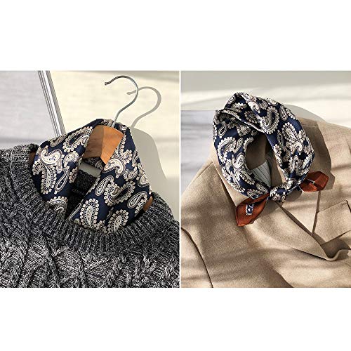 Meisee Pure Natural Mulberry Silk Scarfs Women Small Square Scarf 21" X 21" Breathable Lightweight Neckerchief Printed Headscarf (A-Blue + Coffee-10) #TOP1