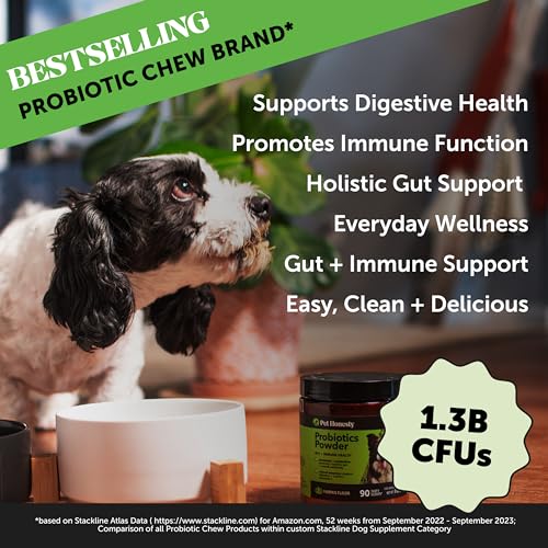 Image of Dog Probiotic Powder with Digestive Enzymes + Prebiotics - Pumpkin Food Topper Supplement for Healthy Digestion, Sensitive Stomach, Gas Relief + Immune Support - Soluble Fiber for Dogs (90 Scoops)
