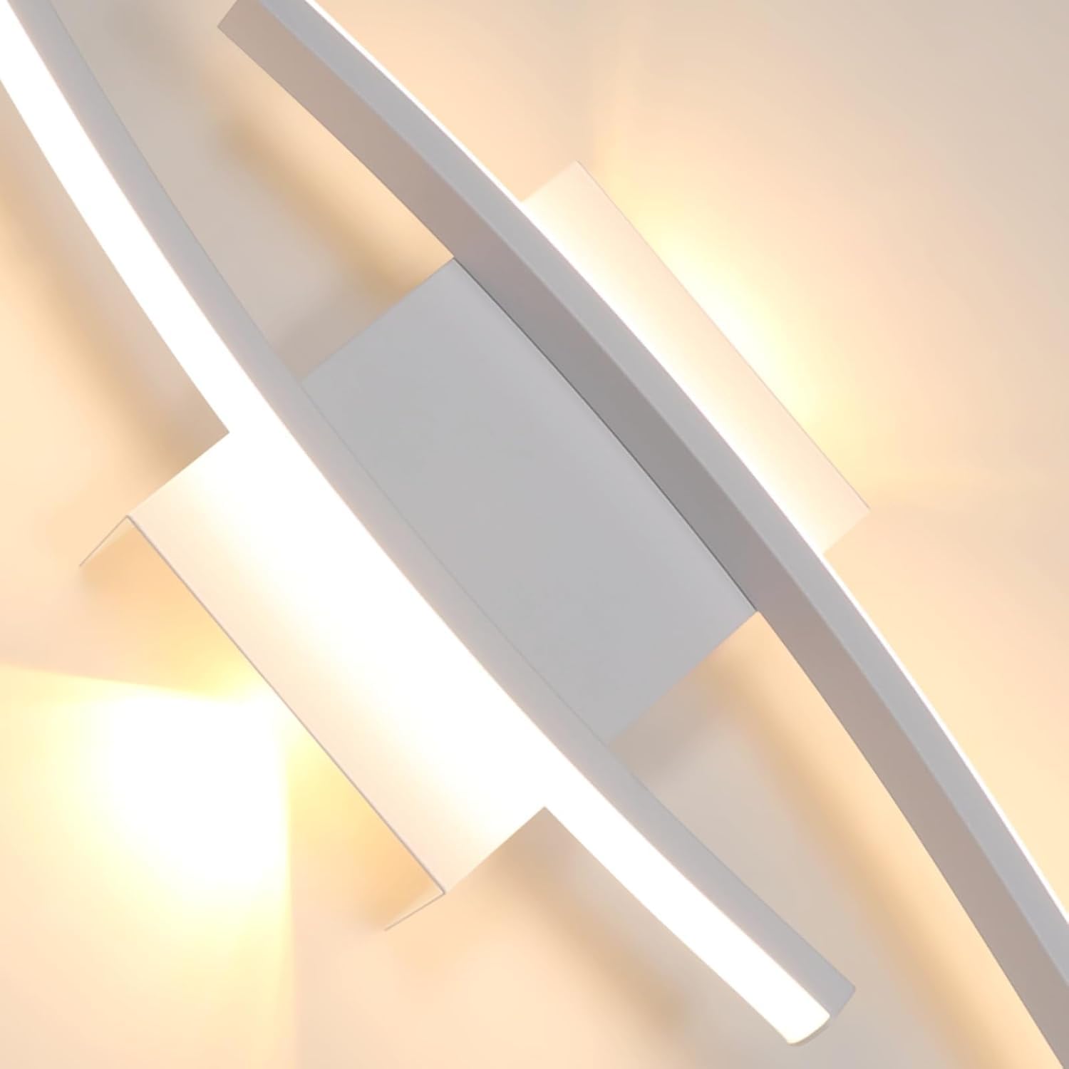 DELIPOP Lámpara de Pared Moderna LED, 27W Blanco Aplique de Pared con Forma Curva, Luz Cálida 3000K Iluminación Interior para Dormitorio Salón Pasillo Oficina
