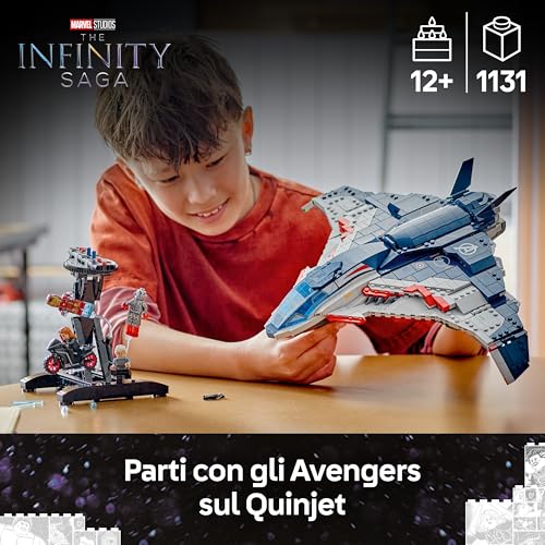 | Marvel Quinjet Avengers: Age of Ultron - Aereo Giocattolo dei Supereroi con Moto e 5 Minifigure tra cui Iron Man, Black Widow e Ultron - Regalo per Bambini da 12 Anni in su e Fan Adulti - 76325 - Lego - Immagine 1