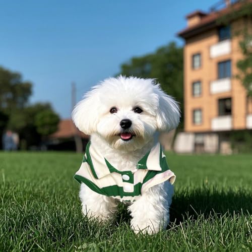Dog Shirt Polo Shirt Striped Collar Puppy Clothes Summer Button Up Pet Clothes for Small Medium Dogs Cats for Boy Girl Pets (Green, Medium) - Image 6