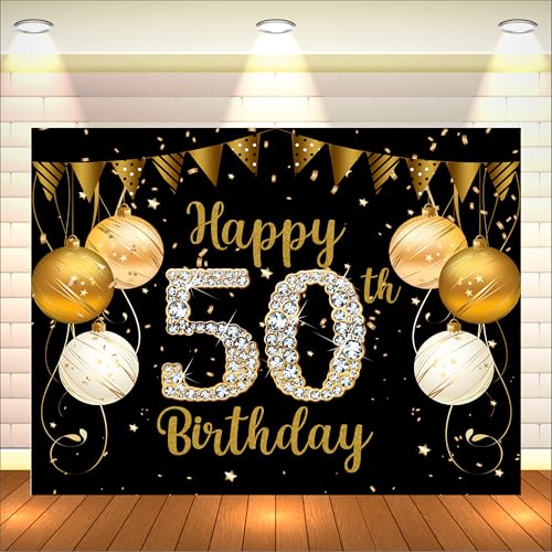 Image of 50th Birthday Backdrop 5x4 Ft | Backdrops for Decoration | Birthday Decoration Backdrop | Banner for Kids Theme Party
