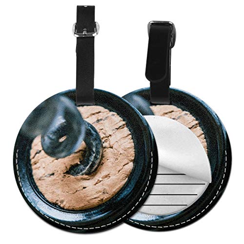 Preisvergleich Produktbild Kofferanhänger Inklusive Adressfeld, PU Leder Kofferschild, Gepäckschild für Koffer Tasche Rucksack Weinflasche Korkenzieher im Korken Oben auf Flasche Wein