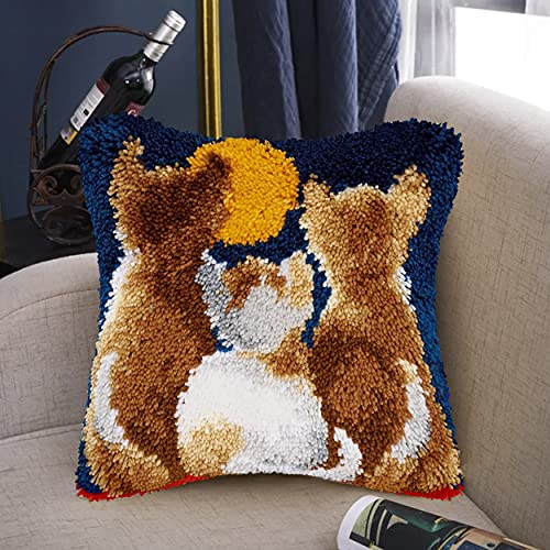 Image of clubevy Latch Hook Kits DIY Crocheting Embroidery Throw Pillow Needlework Cross Stitch Kits (Cat1)