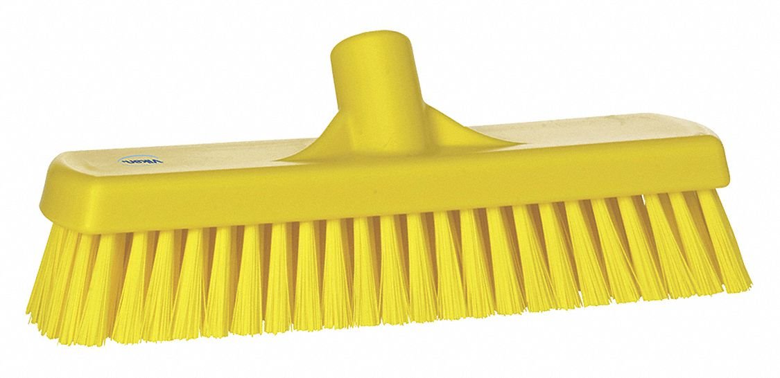 Vikan 70606 Deck Scrub, 11-3/4" Polyester Bristle, Yellow