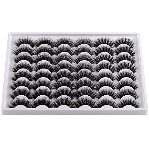 Fluffy False Eyelashes 6 Styles Mixed Faux Mink Lashes 8D Dramatic Lashes Pack 24 Pairs Soft Volume Eyelashes
