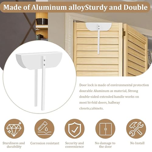 Cerradura para Puerta Plegable de Aleación de Aluminio para Clóset y Entrada Infantil – Manija Doble, Instalación Sin Taladro, Puerta Plegable que Ahorra Espacio miniatura 2