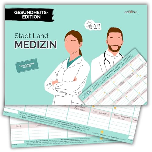 Fotospiel Stadt Land Medizin by snaPmee - Geschenk für Arzt, Ärztin & Mediziner Aller Fachrichtungen - Quiz Spiel mit 50 Blatt Din-A4