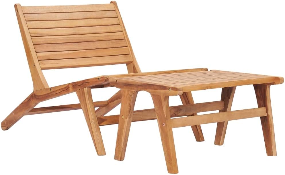 Patio Chair with Footrest,Comfortable Outdoor Chairs,Farmhouse Chairs,Garden Chair,Leisure Chair,Assembly Required,Perfect for Yard, Patio, Garden, Poolside, Balcony, Solid Teak Wood