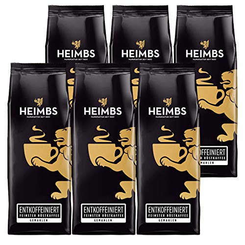 HEIMBS Entkoffeiniert Feinster Röstkaffee, 250g gemahlen, 6er Pack