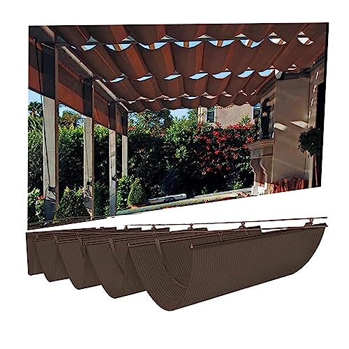Toldo retráctil en forma de U para pérgola de techo, pérgola de techo, toldo de agua/sol, protección contra el agua y el sol (color marrón, tamaño ajustable)