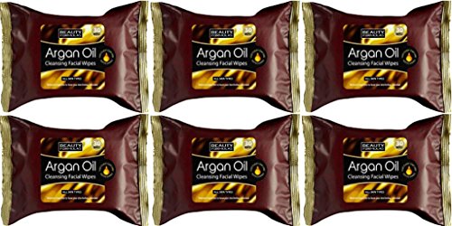 SIX PACKS of Beauty Formulas Argan Oil Cleansing Facial Wipes 30 Wipes