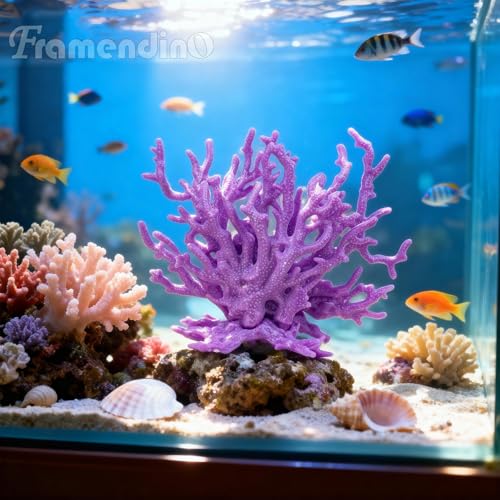 Image of Framendino, 4 Pack Artificial Aquarium Coral Decor Plastic Faux Reef Decorative Cute Fish Tank Decorations