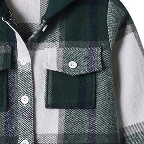 Boys Flannel Jacket Fall Plaid Long Sleeve Lightweight Button Down Shirts with Chest Pocket Warm Kids Fall Jackets3