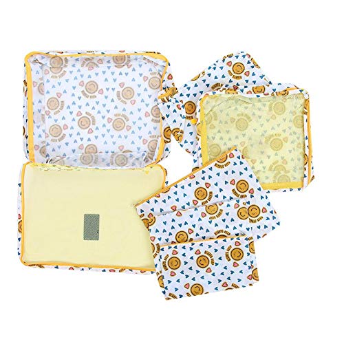 Preisvergleich Produktbild 6 Teile / Satz Reise Verpackung Cube wasserdichte Kleidung Aufbewahrungstasche Gepäck Organizer für Kleidung Schuhe(Gelbes Lächeln)