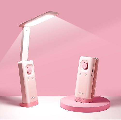 Miniatura 1 de VAVOFO Bonita lámpara de escritorio portátil recargable y plegable, bonita lámpara de conejo kawaii, batería integrada de 6000 mAh, tres ajustes de