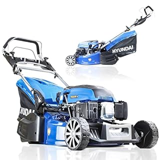 Hyundai 19" 48cm / 480mm Self Propelled Electric Start 139cc Petrol Roller Lawnmower, 5 Cutting Heights, 70l Grass Bag, Foldable Handles, 3 Year Warranty