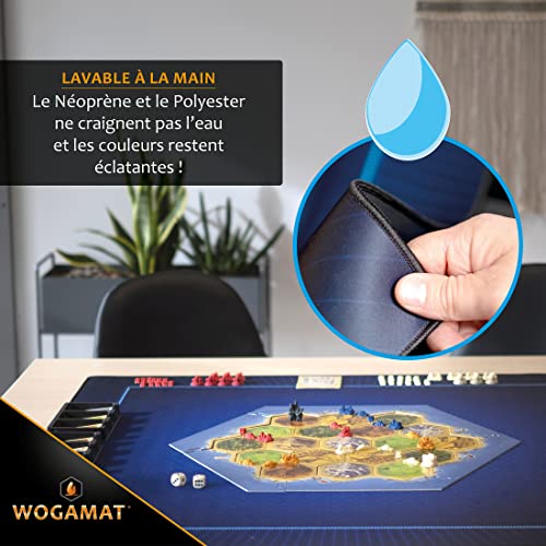 WOGAMAT Große Spielmatte aus Neopren, XL, Blau, 92 x 92 cm, für Kartenspiele, Würfel, Brettspiele – Neopren, leise, dick, waschbar und rutschfest, luxuriöses Finish, Multiplaymatte