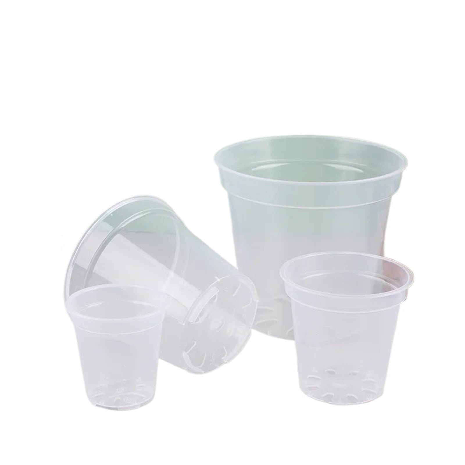 RUWLFE 6pcs Round Planter Pot Orchid Nursery Container Transparent for Succulents, Houseplants(Size A)