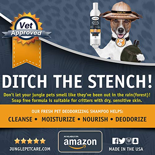Jungle Pet Deodorizing Dog Shampoo For Smelly Dogs - Grooming & Cleansing Pet Shampoo For Dogs With Hypoallergenic Essential Fatty Acids - Soap, Sulfate & Paraben Free - Sweet Pea Vanilla Scent, 16 Oz #TOP3