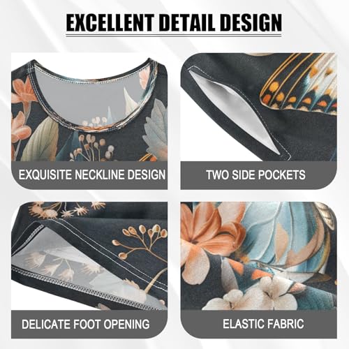 senya Short Sleeve Pajamas Sets Summer Cotton Sleepwear Colored Butterfly Surrounded Leaves4