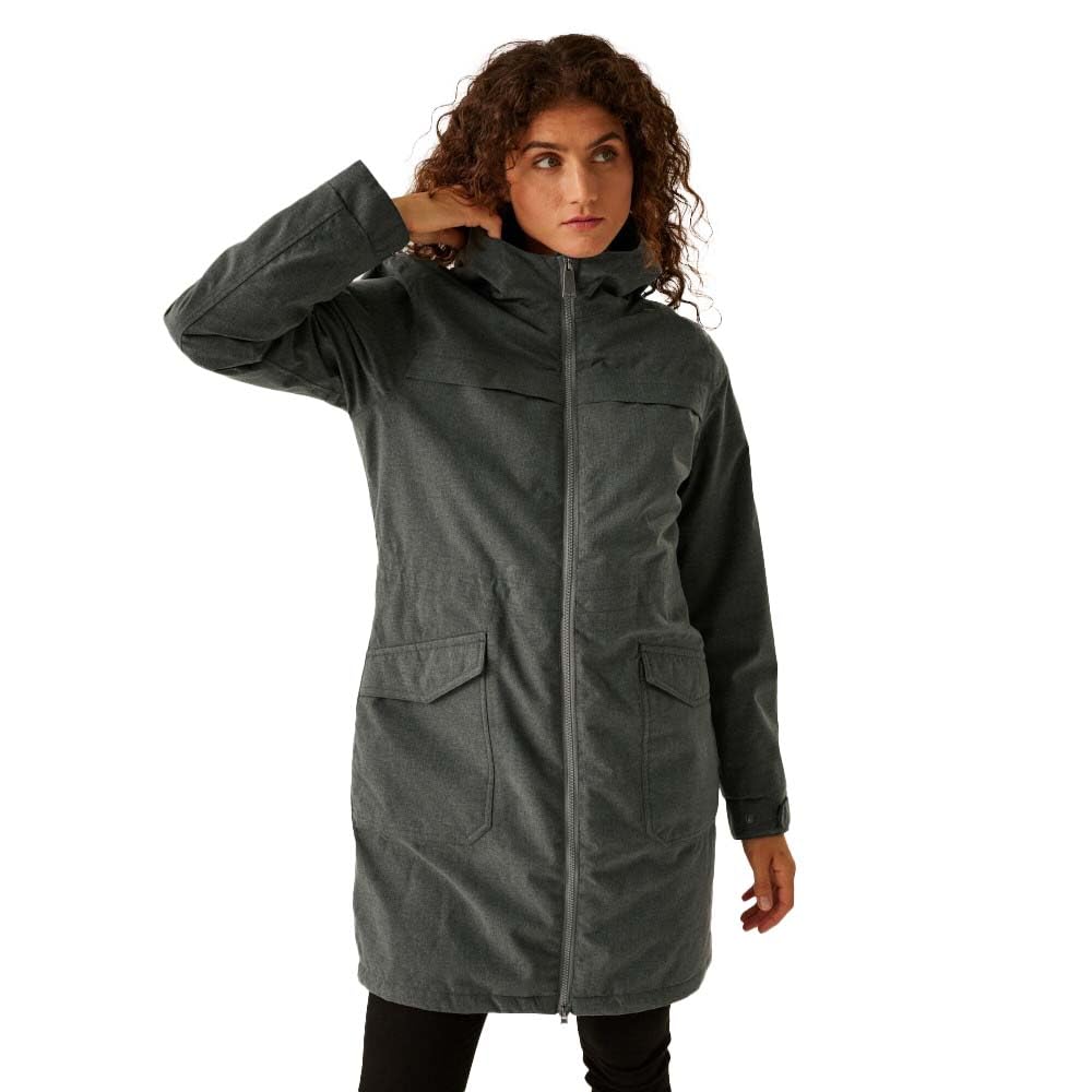 Regatta Women's Grey Sky Marl Romine Ii Waterproof Parka Jacket Insulated Breathable Winter Coat