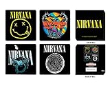9,5 x 9,5 cm. Nirvana Barco De Cabotaje Nevermind Band Logo Nuevo Oficial Negro Mixed 4 Pack