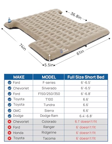 image for JOYTUTUS Upgraded Light Version Truck Bed Air Mattress for Camping, Th