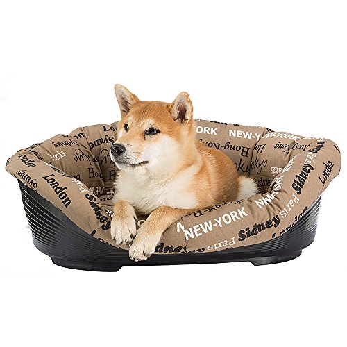 Ferplast Imbottitura di Ricambio per Cuccia Cani e Gatti, Cuscino Imbottito per Cuccia in Plastica (non inclusa) Lavabile, Regolabile 73 x 55 x h 27 cm, S Marrone