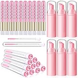 26 Pieces Lash Shampoo Brushes Soap Bottle Set, 6 Pieces Soap Foam Foaming 60ml Empty Travel Bottle 10 Pieces Peel off Blackhead Nose Cleaning Brush 10 Pieces Disposable Makeup Mascara Brushes